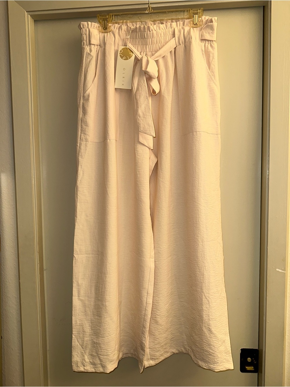 Women's Wide-Leg Paperbag Waist Pants - Off White